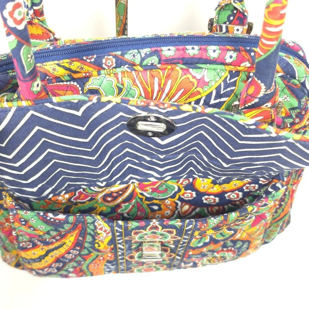 Vera Bradley Turnlock Satchel Bag Venetian Paisley Multicolor Quilted Handbag